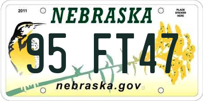 NE license plate 95FT47
