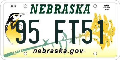 NE license plate 95FT51