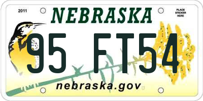 NE license plate 95FT54