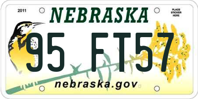 NE license plate 95FT57