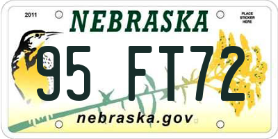 NE license plate 95FT72