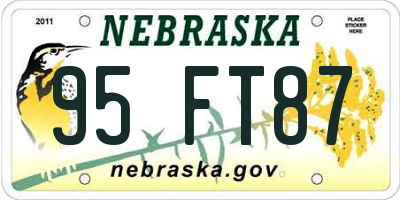 NE license plate 95FT87