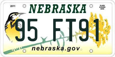 NE license plate 95FT91