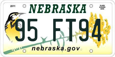 NE license plate 95FT94