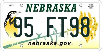 NE license plate 95FT98