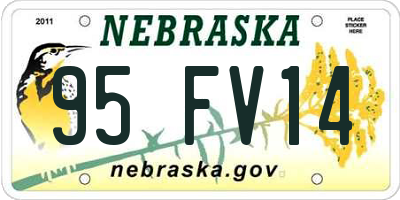 NE license plate 95FV14