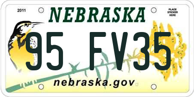 NE license plate 95FV35