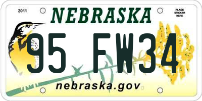NE license plate 95FW34