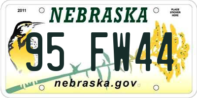 NE license plate 95FW44