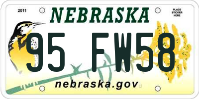 NE license plate 95FW58