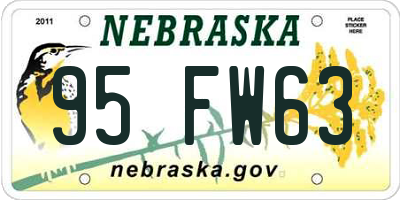 NE license plate 95FW63