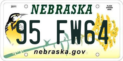 NE license plate 95FW64