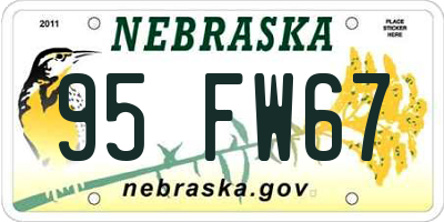 NE license plate 95FW67