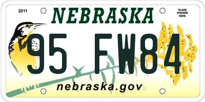 NE license plate 95FW84