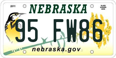 NE license plate 95FW86