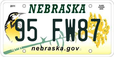 NE license plate 95FW87