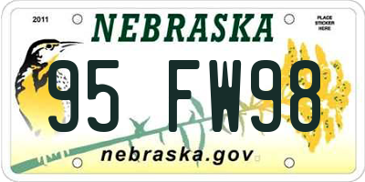 NE license plate 95FW98