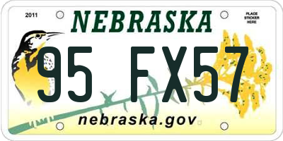 NE license plate 95FX57