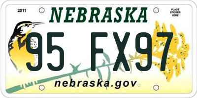 NE license plate 95FX97