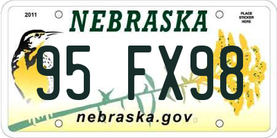 NE license plate 95FX98