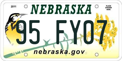 NE license plate 95FY07
