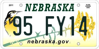 NE license plate 95FY14
