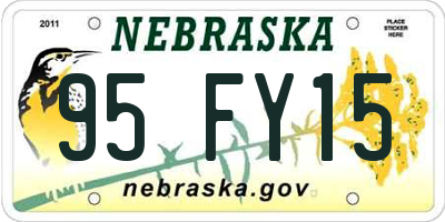 NE license plate 95FY15