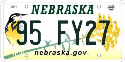 NE license plate 95FY27