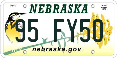 NE license plate 95FY50