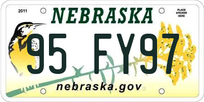 NE license plate 95FY97