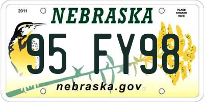 NE license plate 95FY98