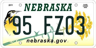 NE license plate 95FZ03