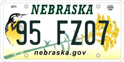 NE license plate 95FZ07
