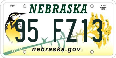 NE license plate 95FZ13
