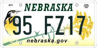NE license plate 95FZ17
