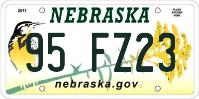 NE license plate 95FZ23