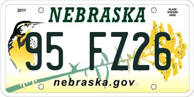 NE license plate 95FZ26