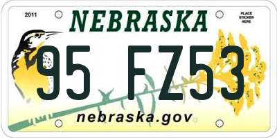 NE license plate 95FZ53