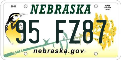 NE license plate 95FZ87