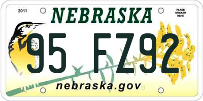 NE license plate 95FZ92