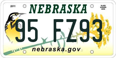 NE license plate 95FZ93