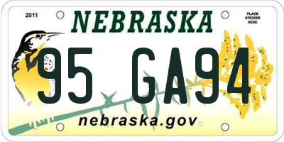 NE license plate 95GA94