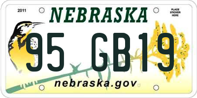 NE license plate 95GB19