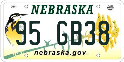NE license plate 95GB38