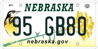 NE license plate 95GB80