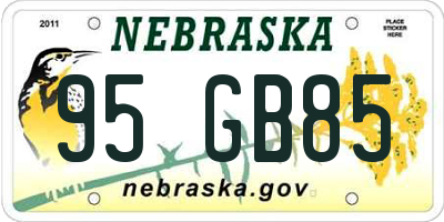 NE license plate 95GB85
