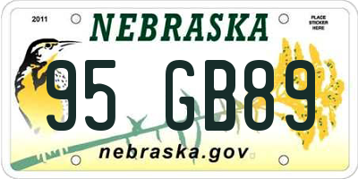 NE license plate 95GB89