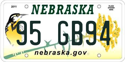 NE license plate 95GB94