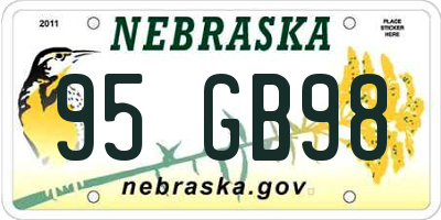 NE license plate 95GB98
