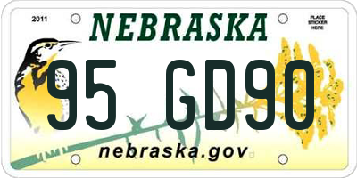 NE license plate 95GD90